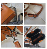Women's Bucket Shoulder Bag PU Leather Tote Wide Strap Messenger