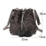 Leopard Print Faux Fur Messenger Bag with Hairball