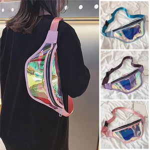 Women Fanny Pack PU Laser Purse Sport Punk Hip Bag