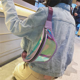 Women Fanny Pack PU Laser Purse Sport Punk Hip Bag
