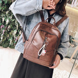 Women's Leather Backpack Anti-Theft School Travel Shoulder Bag