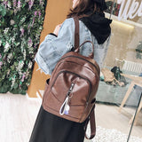 Women's Leather Backpack Anti-Theft School Travel Shoulder Bag