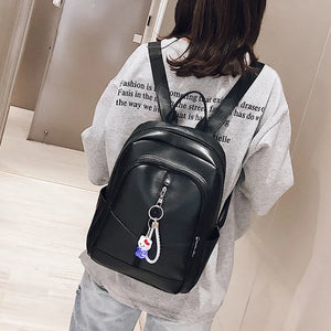 Women's Leather Backpack Anti-Theft School Travel Shoulder Bag
