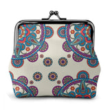 Boho Flower Print Women Retro Vintage Leather Small Wallet Purse Clutch Bag