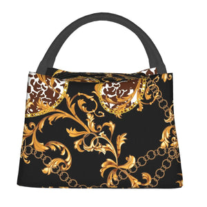 Baroque Floral Pattern Cooler Lunch Bento Bag Insulated Thermal Food Picnic Bags