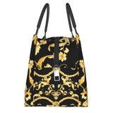 Baroque Floral Pattern Cooler Lunch Box Insulated Canvas Lunch Bag