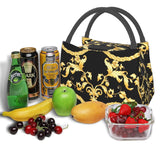 Baroque Floral Pattern Cooler Lunch Box Insulated Canvas Lunch Bag