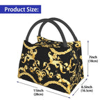 Baroque Floral Pattern Cooler Lunch Box Insulated Canvas Lunch Bag