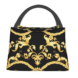 Baroque Floral Pattern Cooler Lunch Box Insulated Canvas Lunch Bag