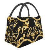 Baroque Floral Pattern Cooler Lunch Box Insulated Canvas Lunch Bag