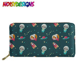 Cats Astronauts Print Long Purse Ladies Phone Wallet Coin Pocket