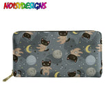 Cats Astronauts Print Long Purse Ladies Phone Wallet Coin Pocket