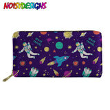 Cats Astronauts Print Long Purse Ladies Phone Wallet Coin Pocket