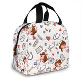 Nurse Insulated Lunch Bags Women Cartoon Print Thermal Food Bag