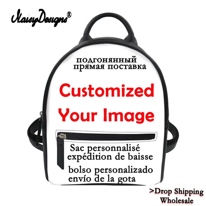 Dinosaur Animals Print Small Backpack PU Leather Girls Travel Daypack
