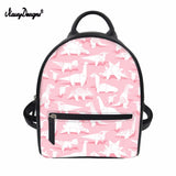 Dinosaur Animals Print Small Backpack PU Leather Girls Travel Daypack