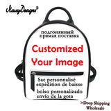 Dinosaur Animals Print Small Backpack PU Leather Girls Travel Daypack