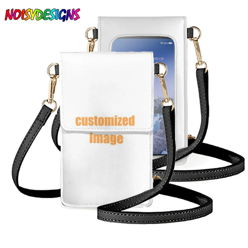 PU Leather Touch Screen Cell Phone Wallets Crossbody Shoulder Strap Hanbag
