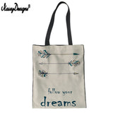 Female Shoulder Foldable Travel Bag Dreams Letter Shopper Tote
