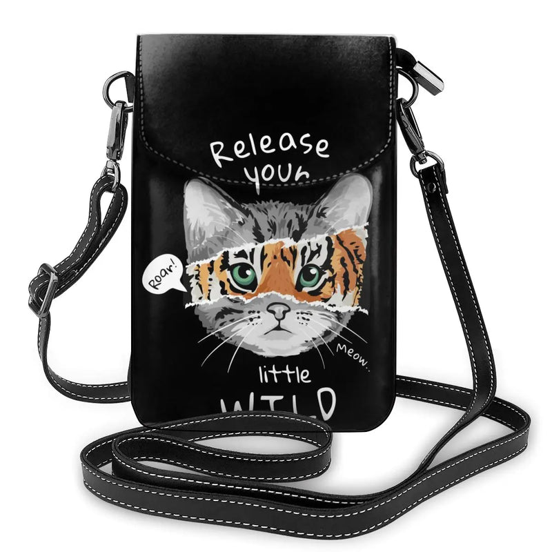 Animal Pattern Shoulder Bag Catty Print Small Messenger Purse