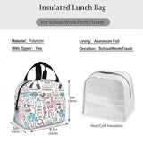Nurse Print Insulated Lunch Bag for Women