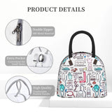 Insulated Lunch Bag Cartoon Nurse Print for Women, Travel Nurse Bag