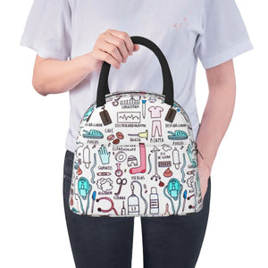 Insulated Lunch Bag Cartoon Nurse Print for Women, Travel Nurse Bag