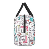 Insulated Lunch Bag Cartoon Nurse Print for Women, Travel Nurse Bag