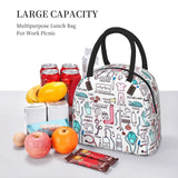 Insulated Lunch Bag Cartoon Nurse Print for Women, Travel Nurse Bag