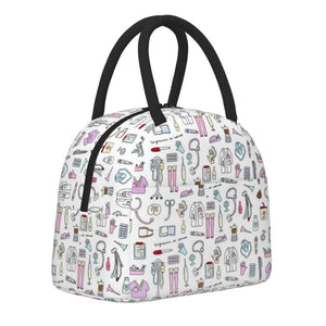 Travel Nurse Bag Insulated Lunch Bags Women Nurse Print Food Case School Cooler