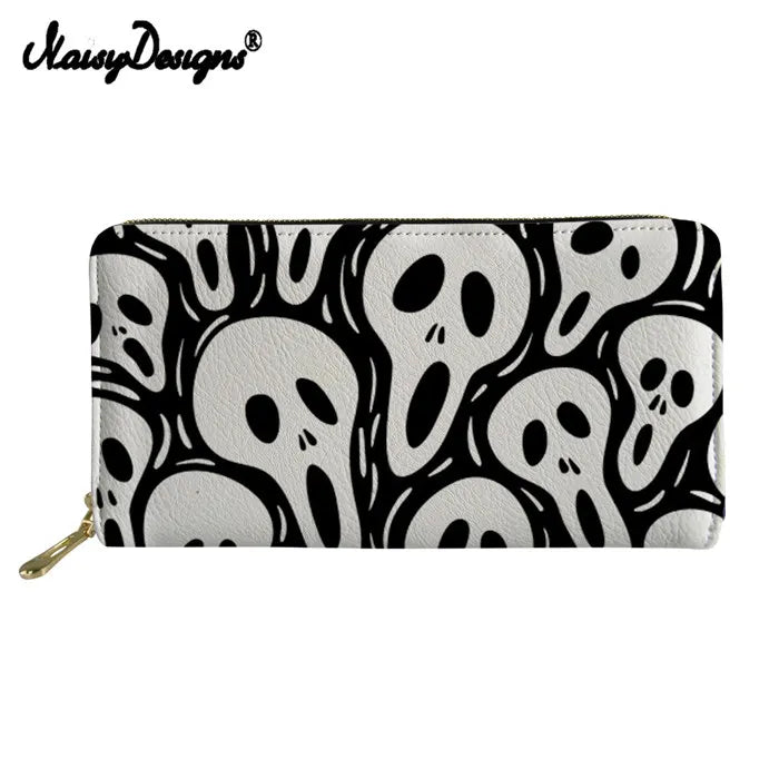 Skull Print Wallet for Women, Cash Holder & Phone Clutch
