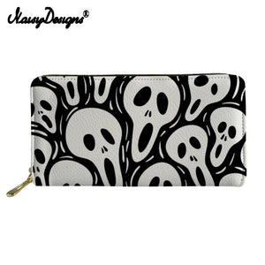 Skull Print Wallet for Women, Cash Holder & Phone Clutch