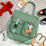 Large-Capacity Canvas Tote Bag Student Tutoring Shoulder School Bag