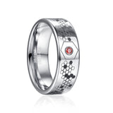 8mm Tungsten Carbide Steel Ring Zircon Brushed Celtic Knot Laser Fire Organic Mo