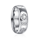 8mm Tungsten Carbide Steel Ring Zircon Brushed Celtic Knot Laser Fire Organic Mo