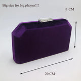 Velvet Evening Bags for Party Prom Green/Purple/Blue/Red