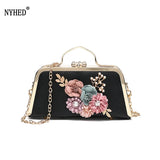 Flower Metallic Shoulder Bag for Women