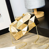 Acrylic Box Clutch Evening Bag Elegant Chain Handbag for Party