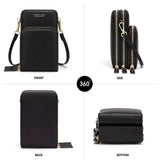 Women's Crossbody Cellphone Purse with 3 Zipper Bags