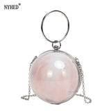 Transparent Circular Chains Clutch Bag for Women Evening Party Dinner Makeup