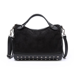 Vintage Motorcycle Bag Scrub Pu Shoulder Bags For Women Rivet Big Bag