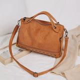 Vintage Motorcycle Bag Scrub Pu Shoulder Bags For Women Rivet Big Bag