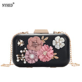 Women Flower Chain Wedding Clutch Pouch