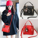 Women Bucket Handbags Pu Zipper Shoulder Bags Bear Patent