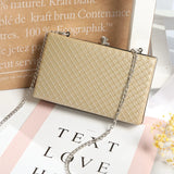 Women Small Flap Shoulder Bag Plaid Pu Chains Make Up Handbags Evening Bag