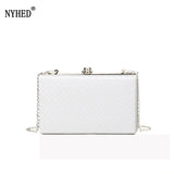 Women Small Flap Shoulder Bag Plaid Pu Chains Make Up Handbags Evening Bag