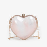 Transparent Heart Box Clutch Chains Makeup Pouch