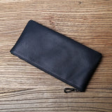 Men's Leather Long Wallet Zipper Ultra-Thin Retro Hand Mobile Phone Bag