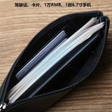Men's Leather Long Wallet Zipper Ultra-Thin Retro Hand Mobile Phone Bag
