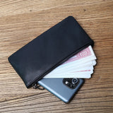 Men's Leather Long Wallet Zipper Ultra-Thin Retro Hand Mobile Phone Bag